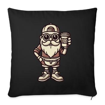 Snob Santa Claus With Coffee Cool - Sofa pillowcase 17,3'' x 17,3'' (45 x 45 cm) - black - Front