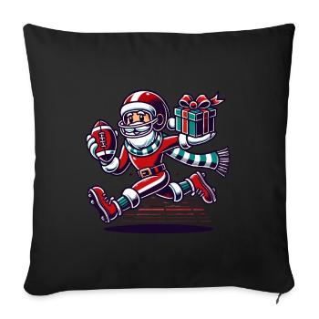 Père Noël jouant au football avec cadeau - Housse de coussin décorative 45 x 45 cm - noir - Devant