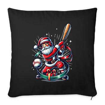 Père Noël jouant au baseball Motif - Housse de coussin décorative 45 x 45 cm - noir - Devant