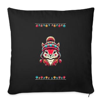 Merry Christmas Time with Cute Squirrel - Sofa pillowcase 17,3'' x 17,3'' (45 x 45 cm) - black - Front