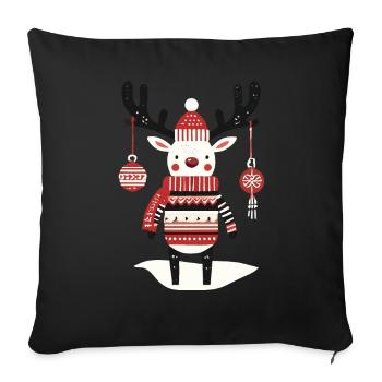 Christmas Reindeer Cottagecore Nostalgia - Sofa pillowcase 17,3'' x 17,3'' (45 x 45 cm) - black - Front