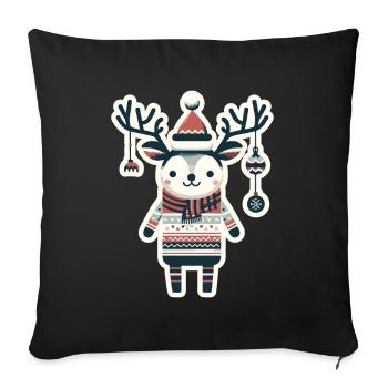Christmas vintage reindeer look - Sofa pillowcase 17,3'' x 17,3'' (45 x 45 cm) - black - Front