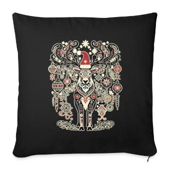 Cerf de Noël Vintage Cottagecore - Housse de coussin décorative 45 x 45 cm - noir - Devant
