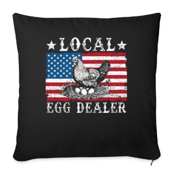 Local Egg Dealer American Flag Farmer - Sofa pillowcase 17,3'' x 17,3'' (45 x 45 cm) - black - Front