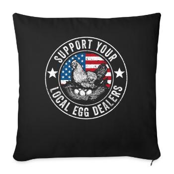 Local Egg Dealer American Flag Farmer - Sofa pillowcase 17,3'' x 17,3'' (45 x 45 cm) - black - Front