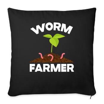 Worm Farmer Vermicompost Cute Men Women - Sofa pillowcase 17,3'' x 17,3'' (45 x 45 cm) - black - Front