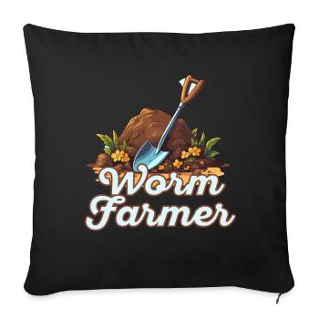 Worm Farmer Vermicompost Cute Men Women - Sofa pillowcase 17,3'' x 17,3'' (45 x 45 cm) - black - Front