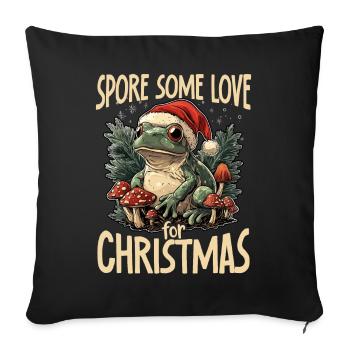Merry Christmas, frog on mushroom cottagecore - Sofa pillowcase 17,3'' x 17,3'' (45 x 45 cm) - black - Front