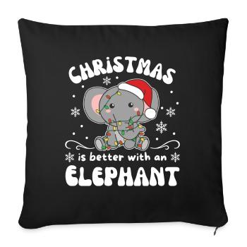 Christmas is better with an elephant - Sofa pillowcase 17,3'' x 17,3'' (45 x 45 cm) - black - Front