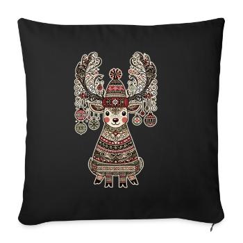 Renne vintage de Noël dans le - Housse de coussin décorative 45 x 45 cm - noir - Devant