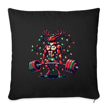 Christmas Muscle Training Reindeer Bodybuilder - Sofa pillowcase 17,3'' x 17,3'' (45 x 45 cm) - black - Front