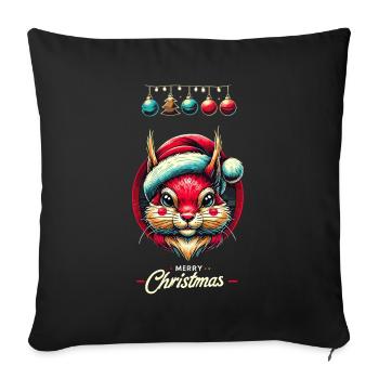 Merry Christmas Squirrel Motif - Sofa pillowcase 17,3'' x 17,3'' (45 x 45 cm) - black - Front