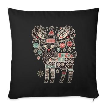 Christmas Reindeer Vintage Cottagecore - Sofa pillowcase 17,3'' x 17,3'' (45 x 45 cm) - black - Front