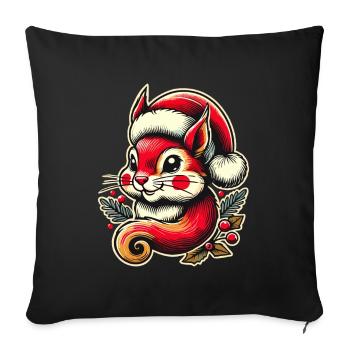 Merry Christmas squirrel with cap - Sofa pillowcase 17,3'' x 17,3'' (45 x 45 cm) - black - Front