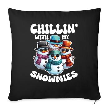 Chillin With My Snowmies Cool Snowmen - Sofa pillowcase 17,3'' x 17,3'' (45 x 45 cm) - black - Front