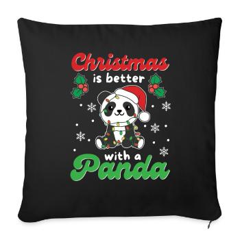 Noël, c’est mieux avec un panda - Housse de coussin décorative 45 x 45 cm - noir - Devant