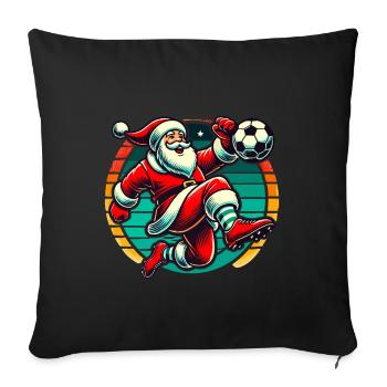 Football de Noël jouant au Père Noël - Housse de coussin décorative 45 x 45 cm - noir - Devant