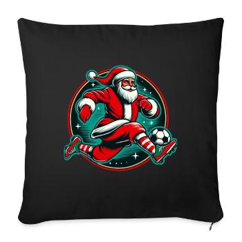 Santa Claus playing football in winter - Sofa pillowcase 17,3'' x 17,3'' (45 x 45 cm) - black - Front