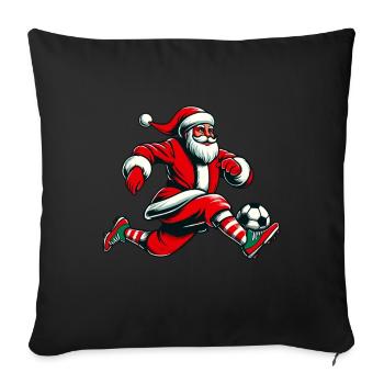 Noël Père Noël Action de football - Housse de coussin décorative 45 x 45 cm - noir - Devant