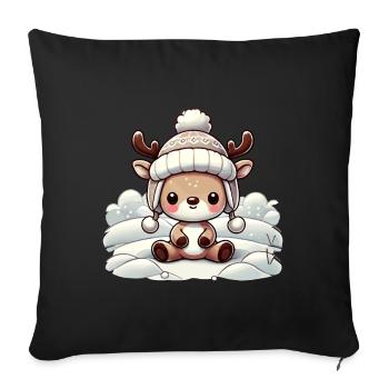 Vintage Christmas Reindeer Design with Snow - Sofa pillowcase 17,3'' x 17,3'' (45 x 45 cm) - black - Front