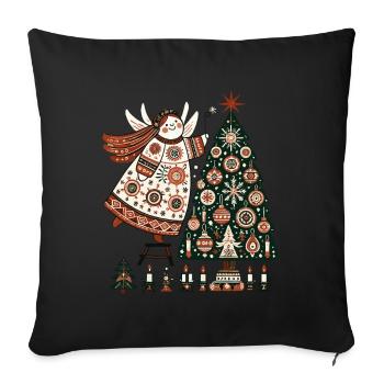 Angel with Christmas Tree and Candles Vintage - Sofa pillowcase 17,3'' x 17,3'' (45 x 45 cm) - black - Front