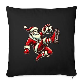 Père Noël Football Game Fun - Housse de coussin décorative 45 x 45 cm - noir - Devant
