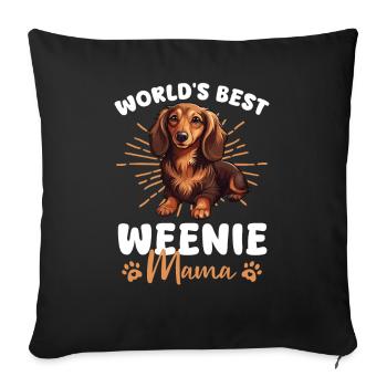 Dackel Dog Weenie Mama - Sofakissenbezug 45 x 45 cm - Schwarz - Vorne
