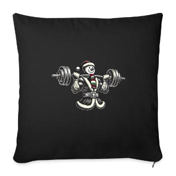 Christmas Weightlifter Snowman Fitness - Sofa pillowcase 17,3'' x 17,3'' (45 x 45 cm) - black - Front