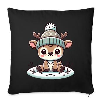 Charmant design vintage avec des rennes et de la neige - Housse de coussin décorative 45 x 45 cm - noir - Devant