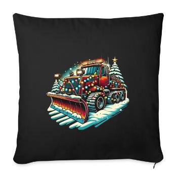 Winter Christmas Snow Removal Machine Vehicle - Sofa pillowcase 17,3'' x 17,3'' (45 x 45 cm) - black - Front