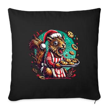 Christmas Stress Funny Mommy Squirrel - Sofa pillowcase 17,3'' x 17,3'' (45 x 45 cm) - black - Front