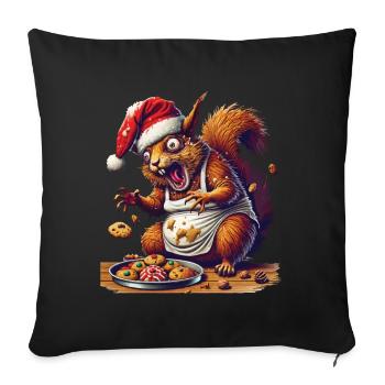Christmas Stress Funny Mommy Squirrel - Sofa pillowcase 17,3'' x 17,3'' (45 x 45 cm) - black - Front