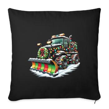 Winter Christmas Snow Removal Machine Vehicle - Sofa pillowcase 17,3'' x 17,3'' (45 x 45 cm) - black - Front