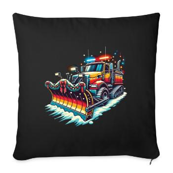 Winter Christmas Snow Removal Machine Vehicle - Sofa pillowcase 17,3'' x 17,3'' (45 x 45 cm) - black - Front
