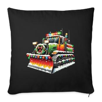 Winter Christmas Snow Removal Machine Vehicle - Sofa pillowcase 17,3'' x 17,3'' (45 x 45 cm) - black - Front