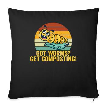 Worm Farmer Vermicompost Cute Men Women - Sofa pillowcase 17,3'' x 17,3'' (45 x 45 cm) - black - Front