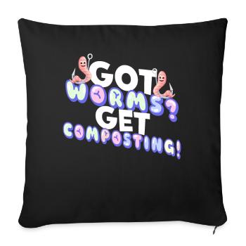 Worm Farmer Vermicompost Cute Men Women - Sofa pillowcase 17,3'' x 17,3'' (45 x 45 cm) - black - Front
