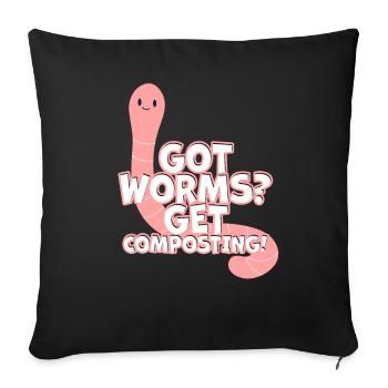 Worm Farmer Vermicompost Cute Men Women - Sofa pillowcase 17,3'' x 17,3'' (45 x 45 cm) - black - Front