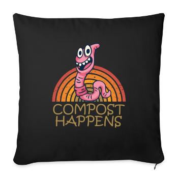 Worm Farmer Vermicompost Cute Men Women - Sofa pillowcase 17,3'' x 17,3'' (45 x 45 cm) - black - Front