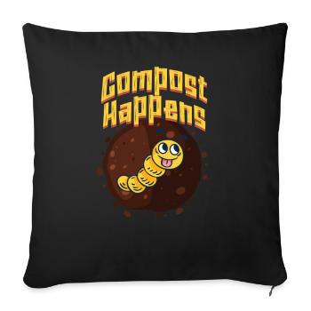 Worm Farmer Vermicompost Cute Men Women - Sofa pillowcase 17,3'' x 17,3'' (45 x 45 cm) - black - Front