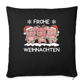 Joyeux Noël Cochon Réveillon de Noël Cochons - Housse de coussin décorative 45 x 45 cm - noir - Devant