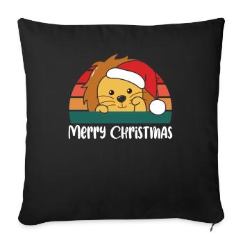 Merry Christmas Retro Lion Christmas - Sofa pillowcase 17,3'' x 17,3'' (45 x 45 cm) - black - Front