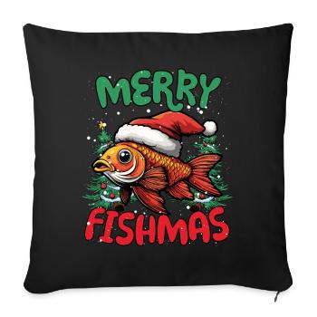 Joyeux Poisson Poissons Drôles Noël - Housse de coussin décorative 45 x 45 cm - noir - Devant