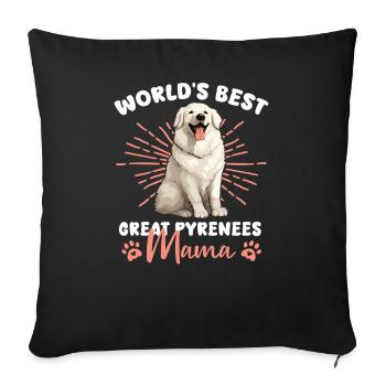 Pyrenean Mountain Dog Great Pyrenees Mama - Sofa pillowcase 17,3'' x 17,3'' (45 x 45 cm) - black - Front