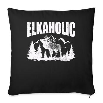 Elk Hunting Elkaholic Hunters - Sofa pillowcase 17,3'' x 17,3'' (45 x 45 cm) - black - Front