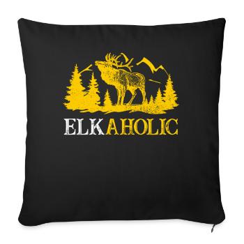 Elk Hunting Elkaholic Hunters - Sofa pillowcase 17,3'' x 17,3'' (45 x 45 cm) - black - Front