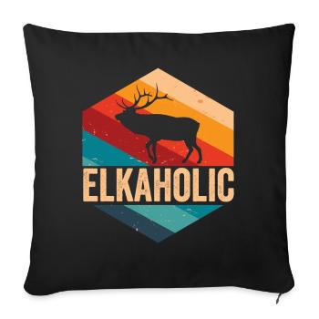 Elk Hunting Elkaholic Hunters - Sofa pillowcase 17,3'' x 17,3'' (45 x 45 cm) - black - Front