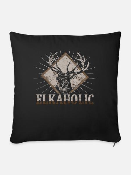Elchjagd Elkaholische Jäger - Sofakissenbezug 45 x 45 cm - Schwarz