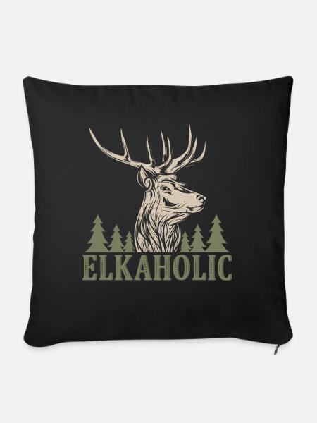 Elchjagd Elkaholische Jäger - Sofakissenbezug 45 x 45 cm - Schwarz