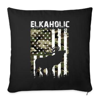 Elk Hunting Elkaholic Hunters - Sofa pillowcase 17,3'' x 17,3'' (45 x 45 cm) - black - Front